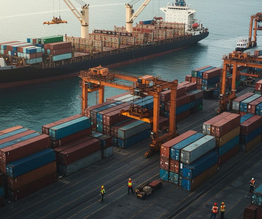 Container vessel at port